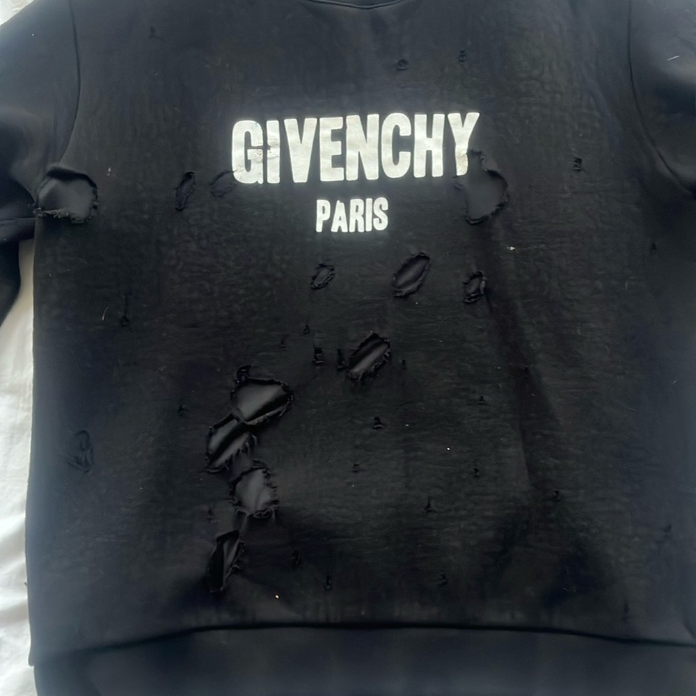 Givenchy Black Sweatshirt with Distressed Design